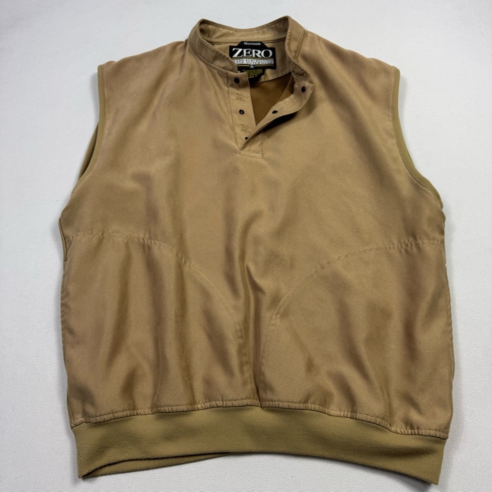 Zero Restriction Men’s Windbreaker Jacket‎ Vest Microsuede Tan Brown Medium